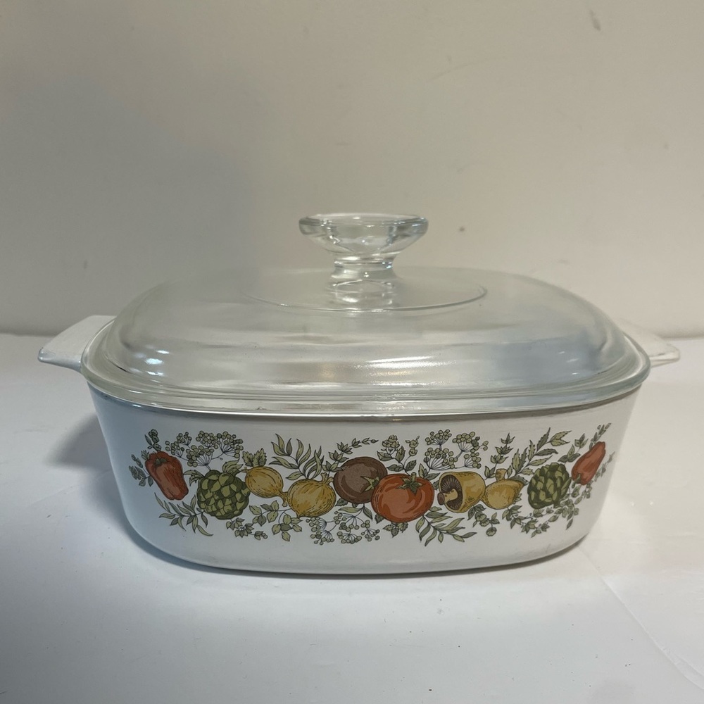 Vintage Corning Ware Spice of Life Casserole Dish with Lid – 8” x 8”